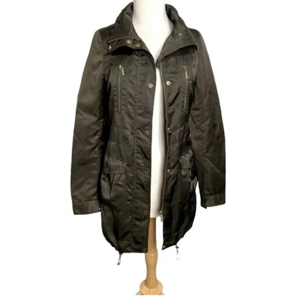 Aqua‎ Womens XS Olive Green Lightweight Utility Jacket Rain Coat Parka - Picture 4 of 8